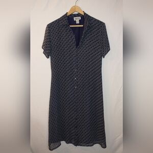 90's Robbie BEE True Vintage 90's Y2K 100% Silk Navy and Black Midi Dress Size 6